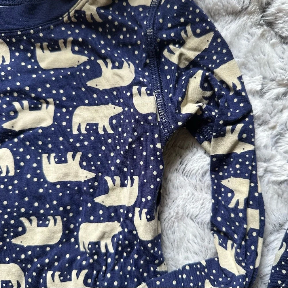 Hanna Andersson Kids Holiday Long John Pajama Snowy Polar Bear on Navy size 4